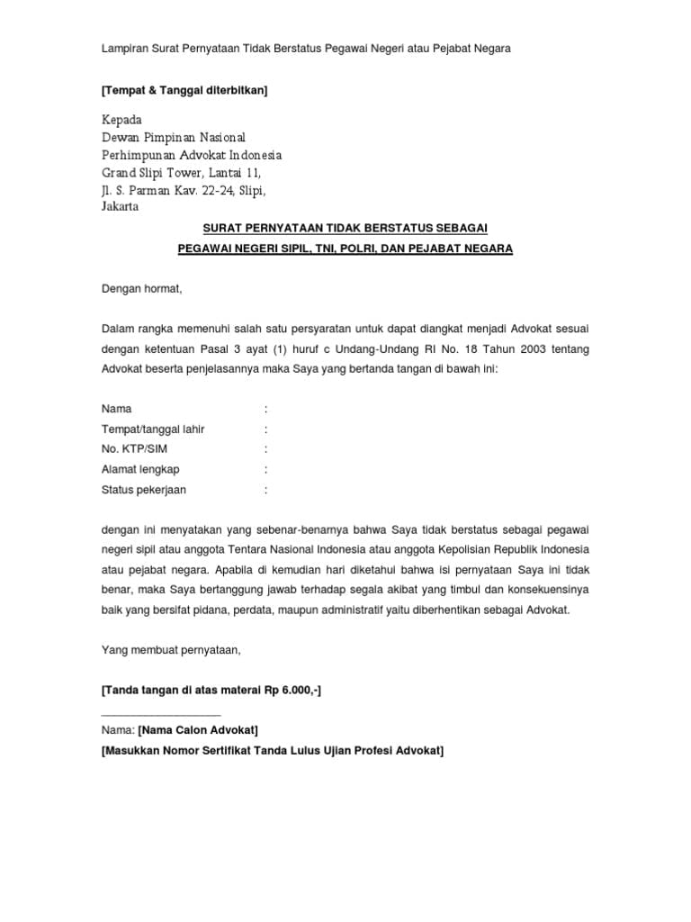 Foto Contoh Surat Pernyataan Bukan Pns 49 Untuk Ide Format Surat Pernyataan di post Contoh Surat Pernyataan Bukan Pns