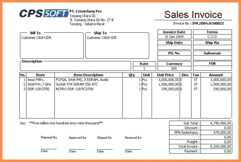Contoh Invoice Rental Mobil Excel Rumah Cla