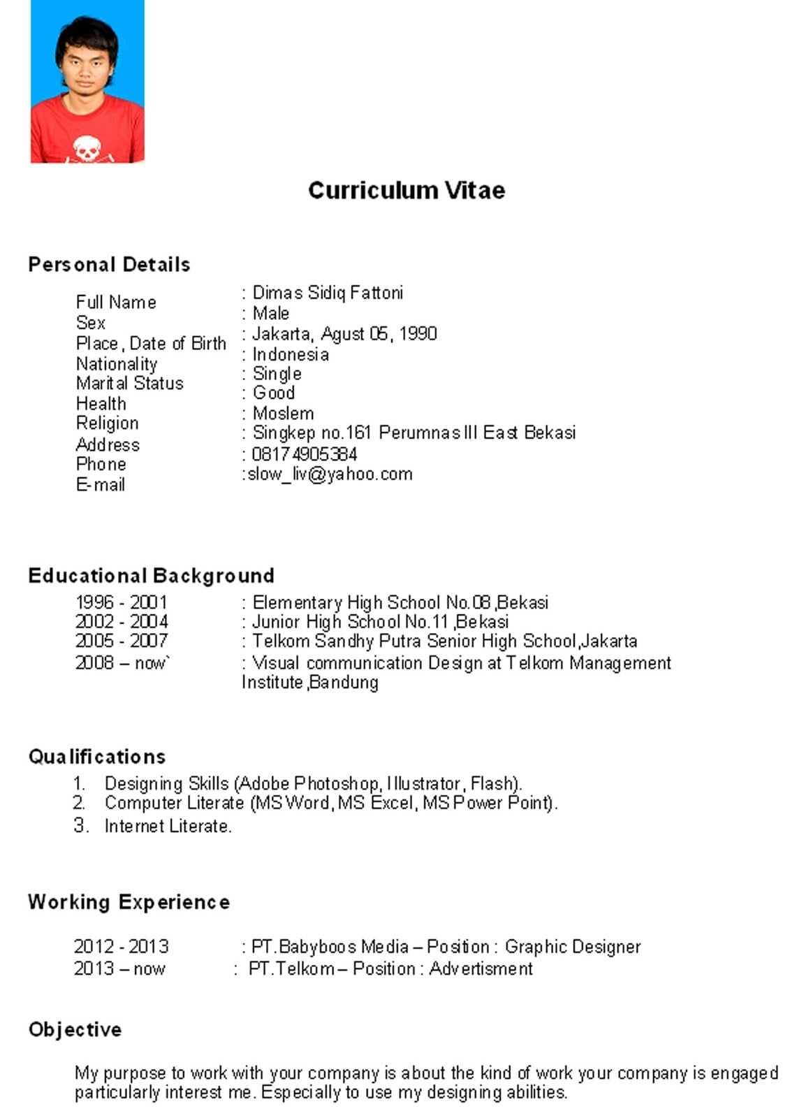 Gambar Contoh Curriculum Vitae Untuk Beasiswa Bank Indonesia Kreasi Masa Kini Dalam Menulis Surat Baik dan Benar